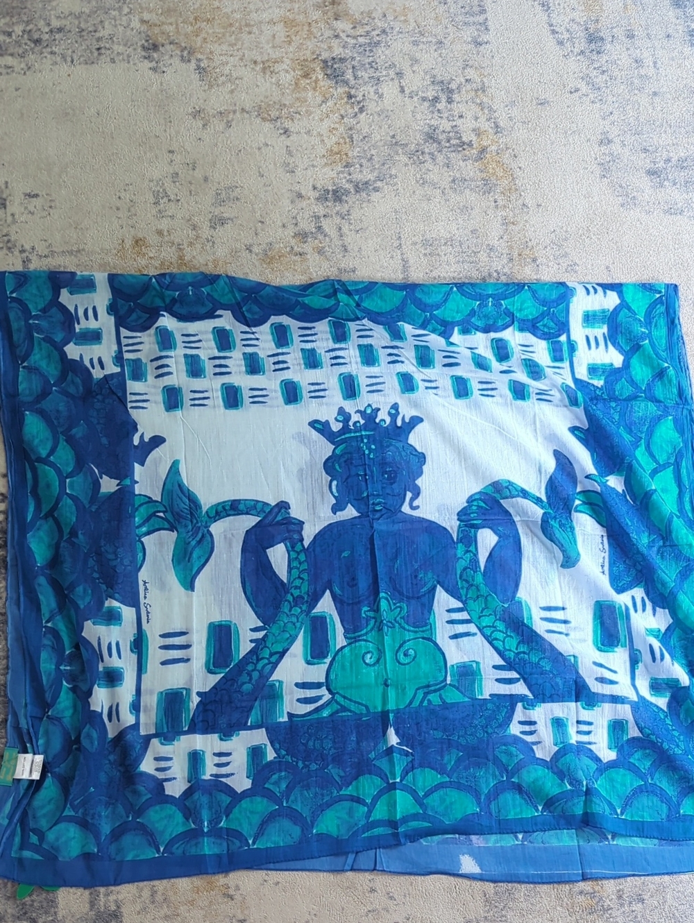 NWT Antica Sartoria by Giacomo Cinque Italian Mermaid Scarf Sarong Cover Up
